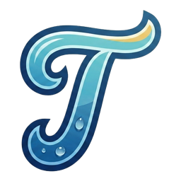 Thirsty app icon: a script letter T formed from flowing water